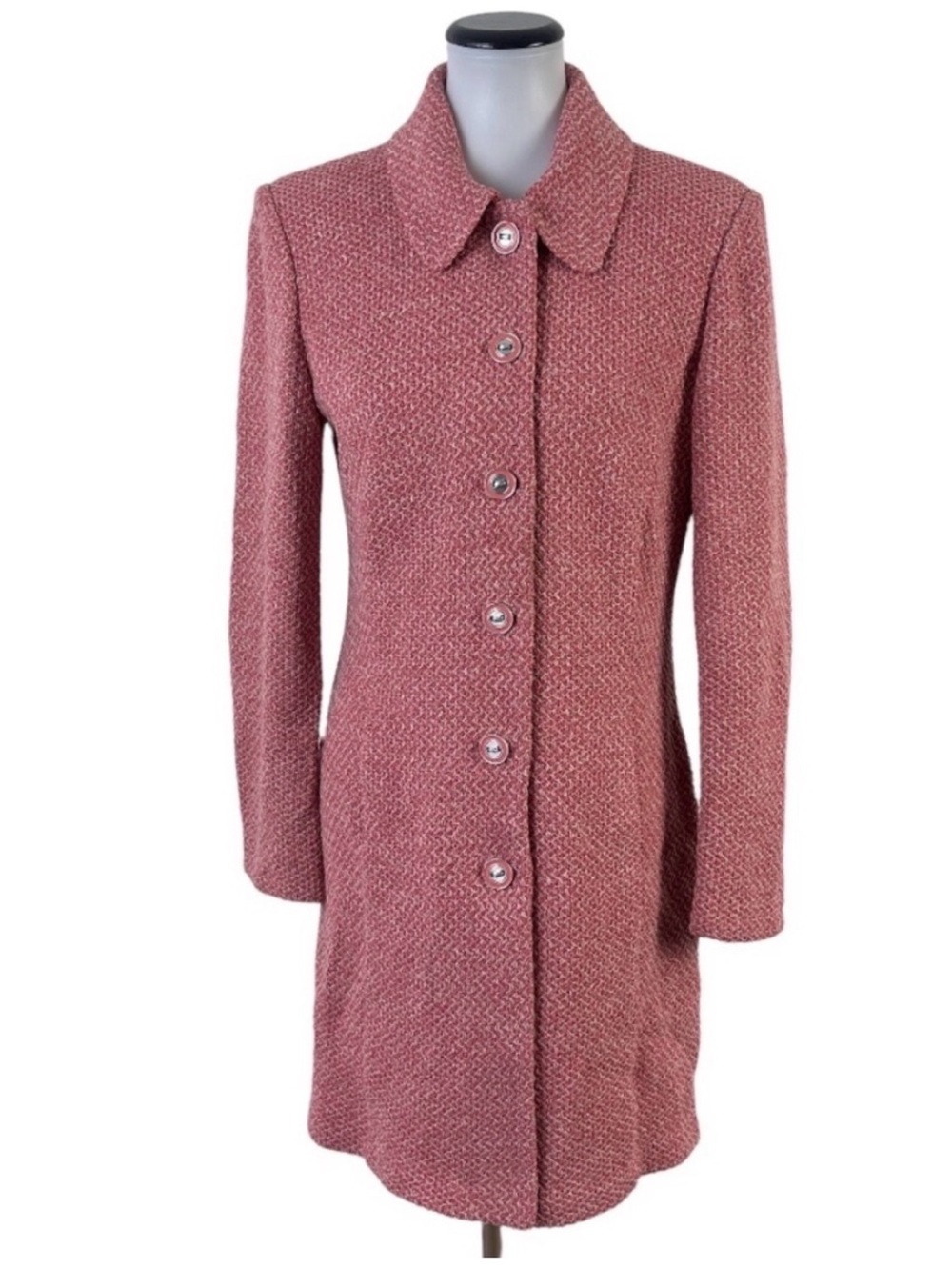 St. John Women's Pink Textured Button-Front Coat